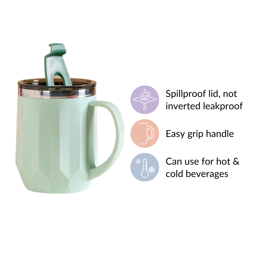 Portable Travel Coffee Mug With Lid Mint 400ml - Image 7