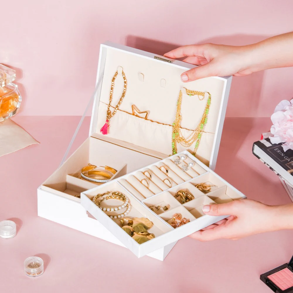 Portable Jewellery Organiser White - Image 2