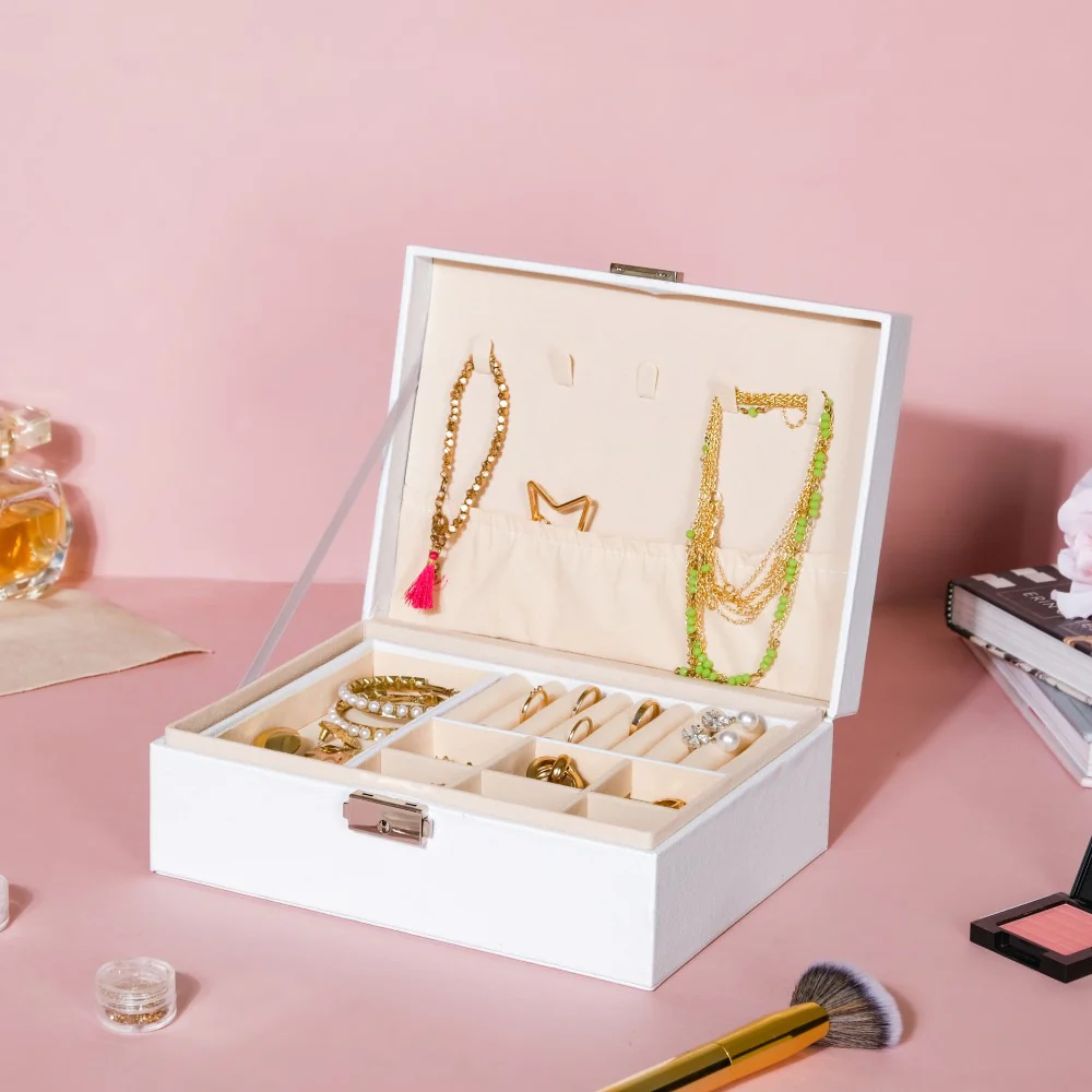 Portable Jewellery Organiser White - Image 4