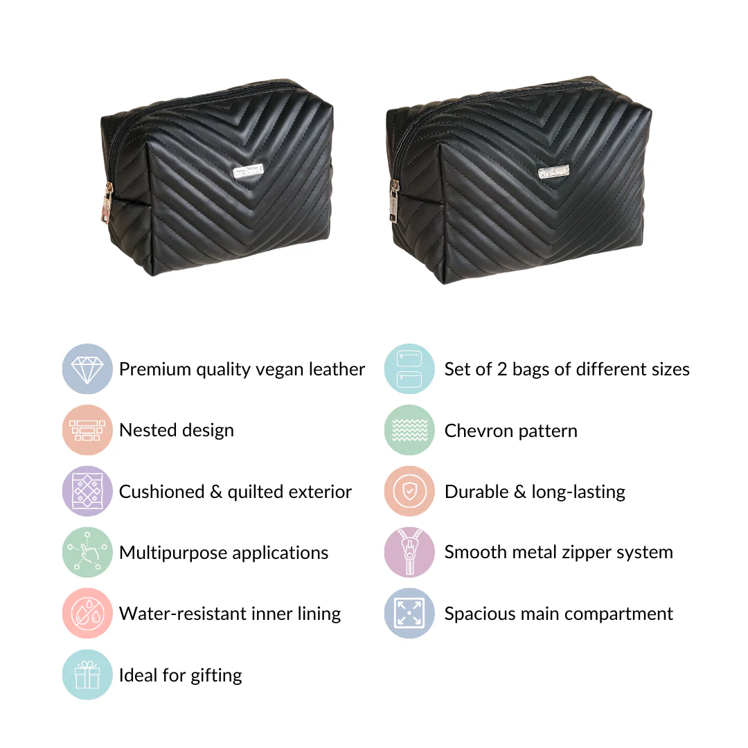 Portable Pouch Set Of 2 For Storage Black - Image 6