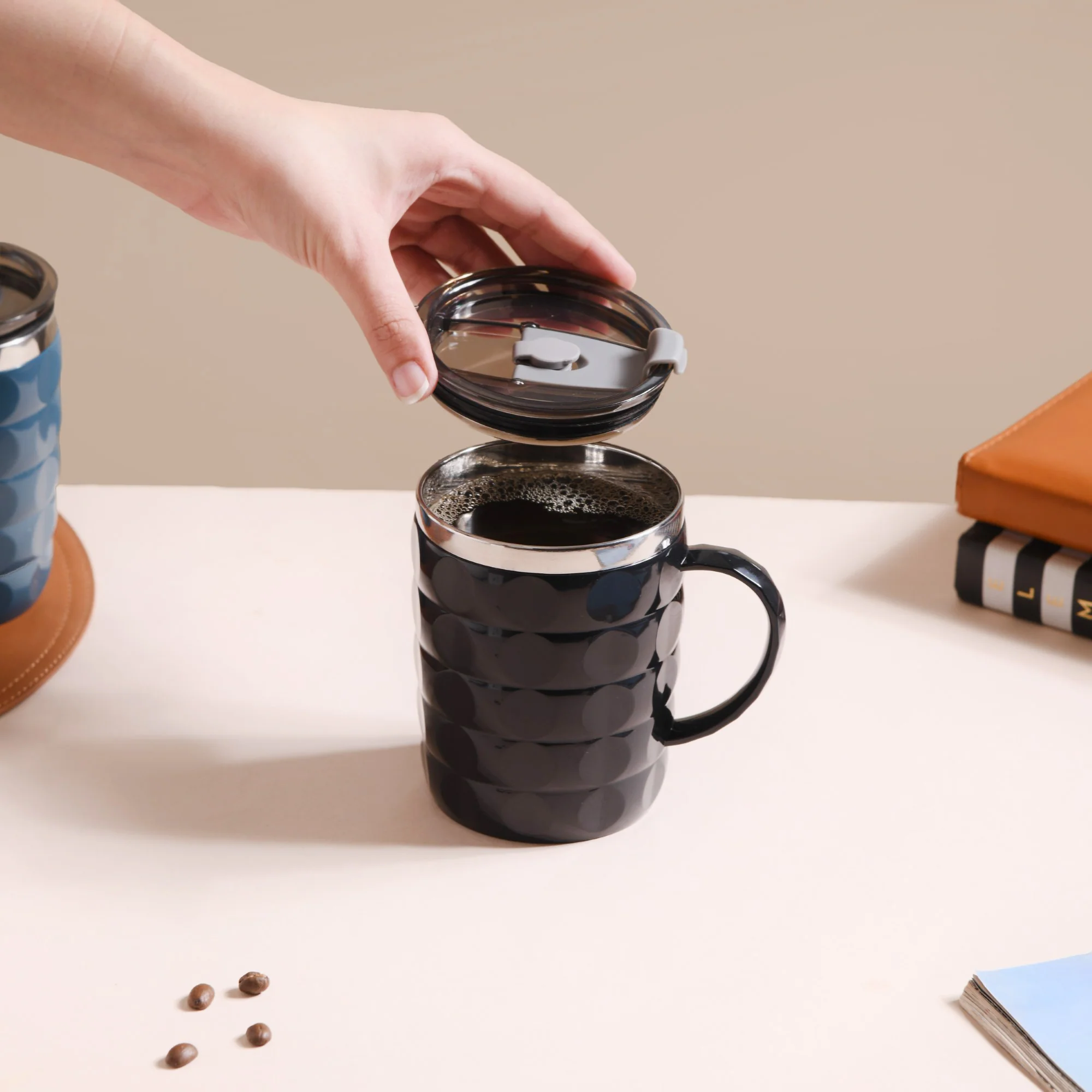Portable Travel Mug For Couples Set Of 2 Black 400ml - Image 13