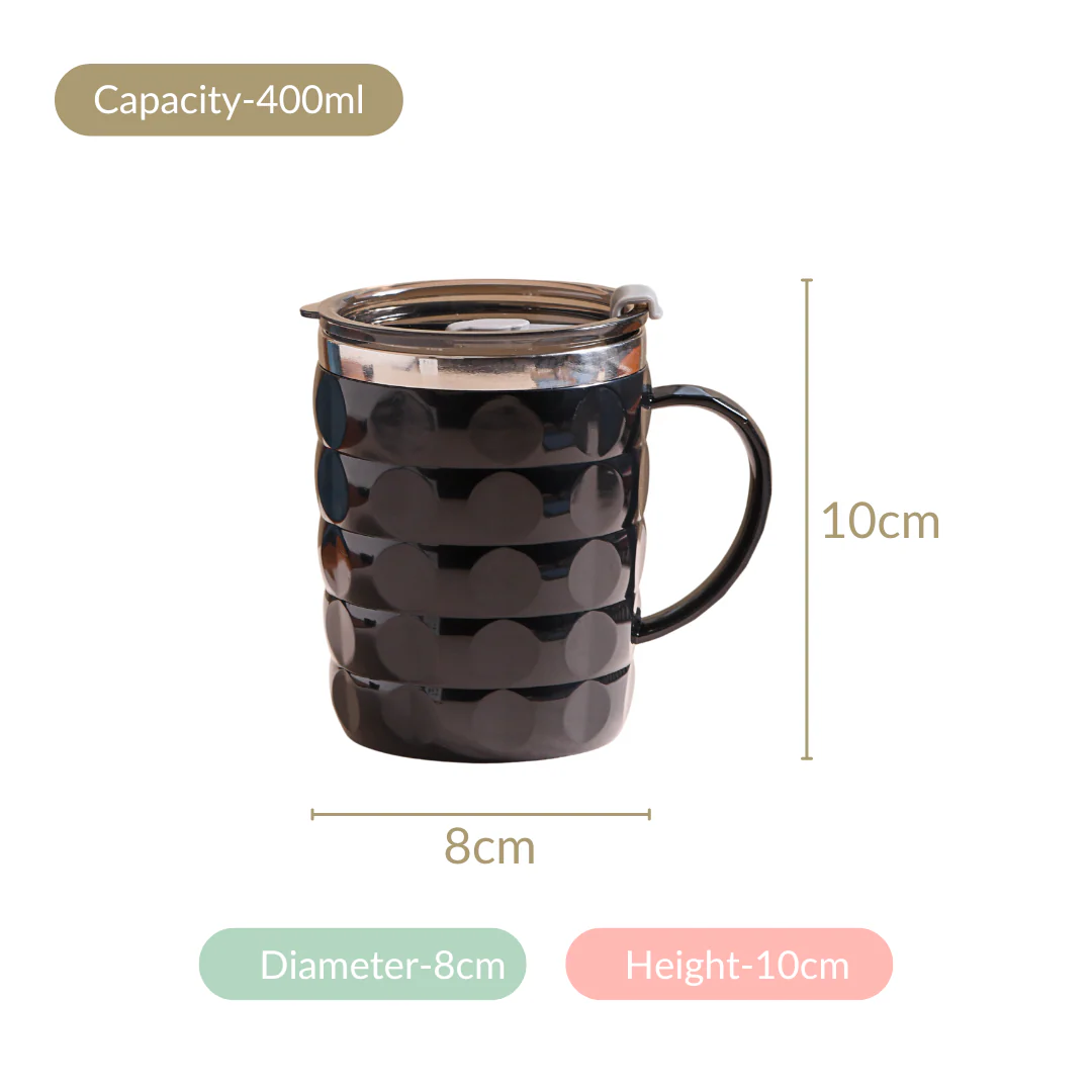 Portable Travel Mug For Couples Set Of 2 Black 400ml - Image 8