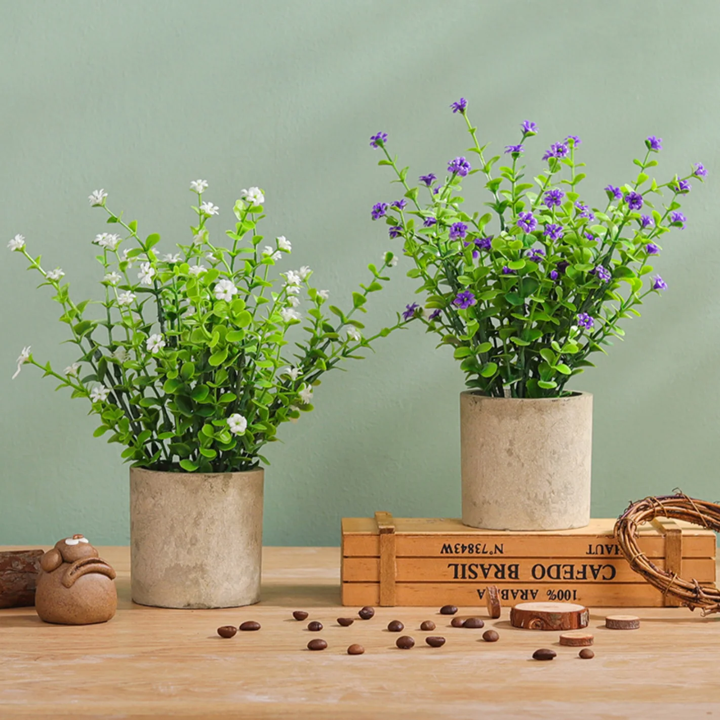 Pot With Faux Flowers