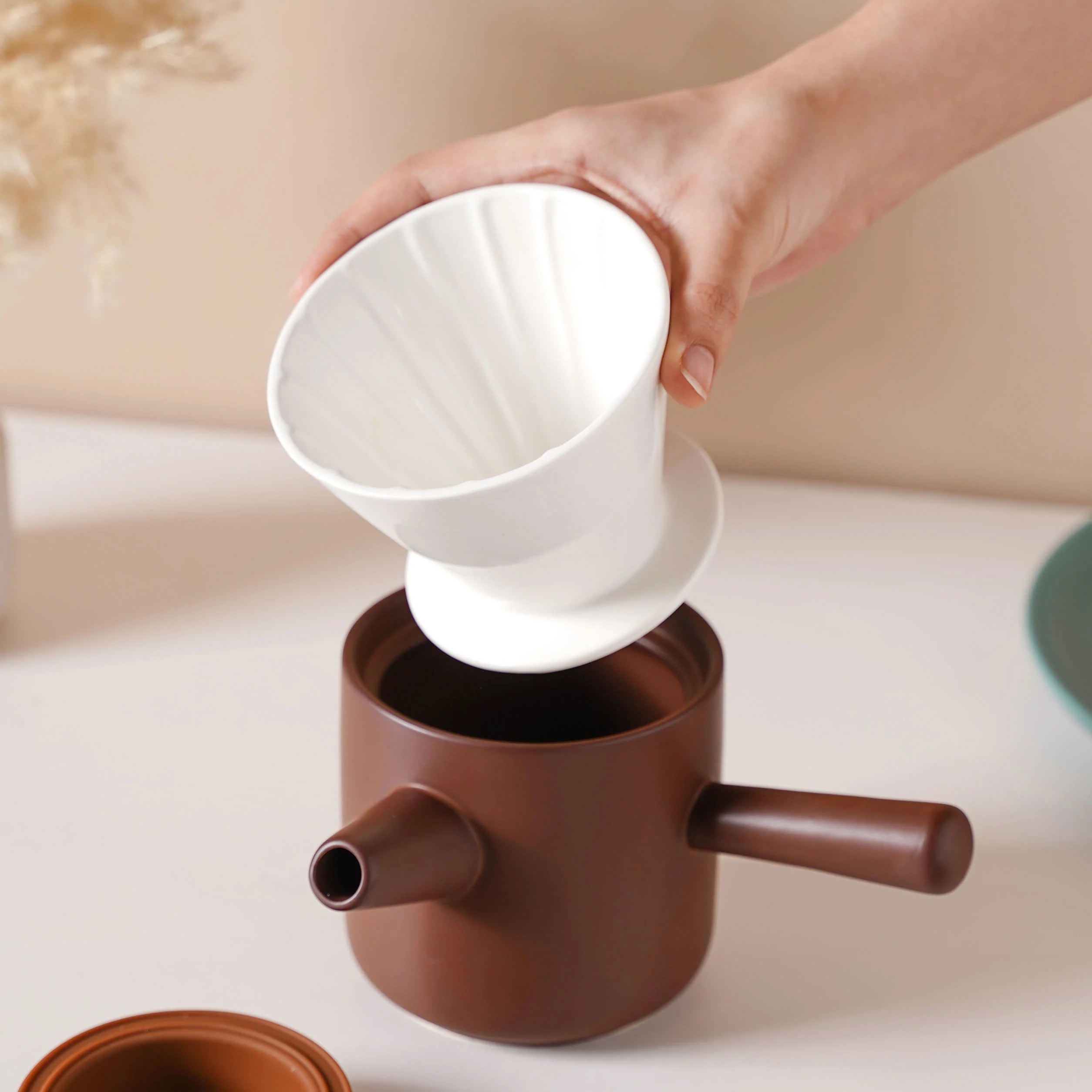 Pour Over Coffee Pot Set Brown 400 ml - Image 3