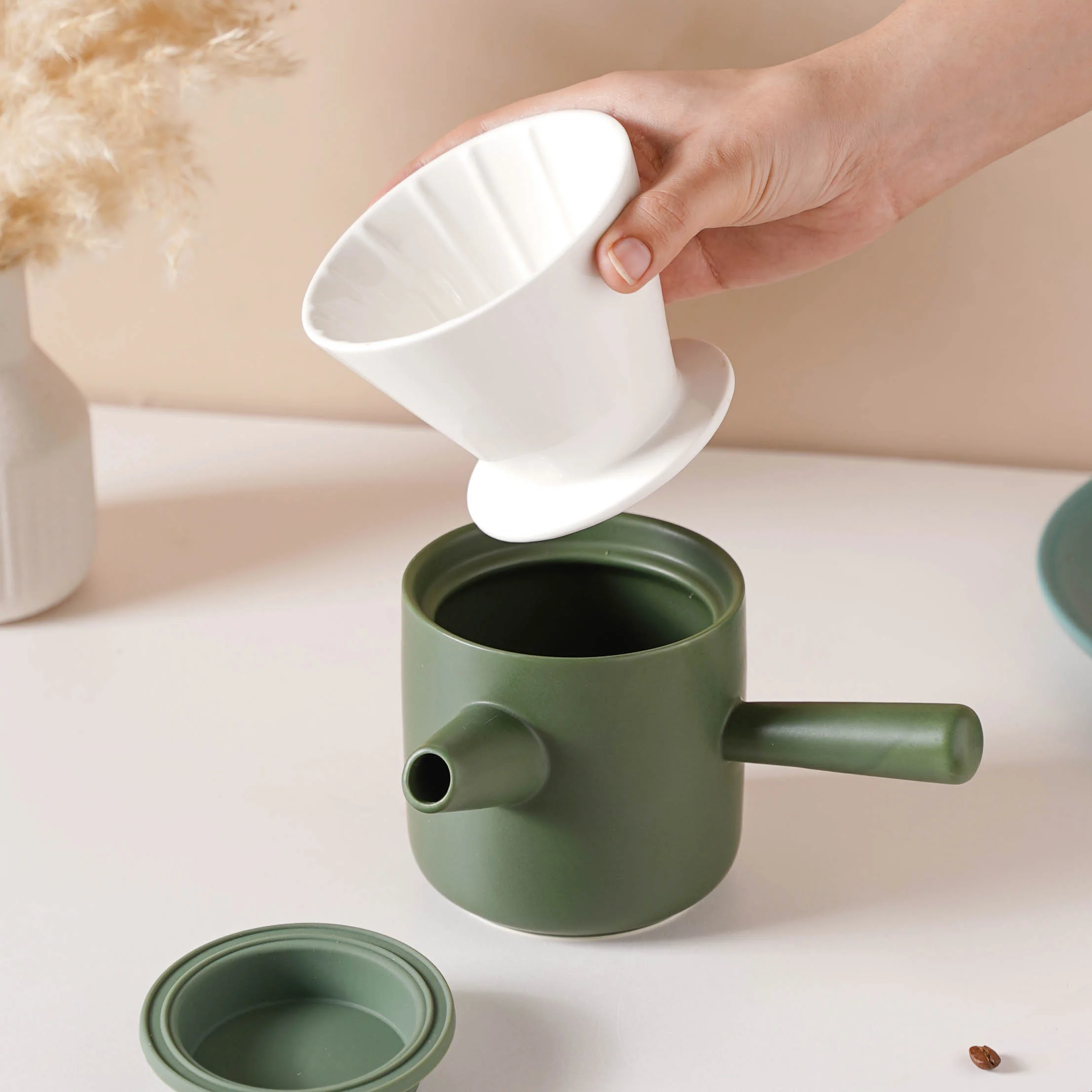 Pour Over Coffee Pot Set Green 400 ml - Image 5