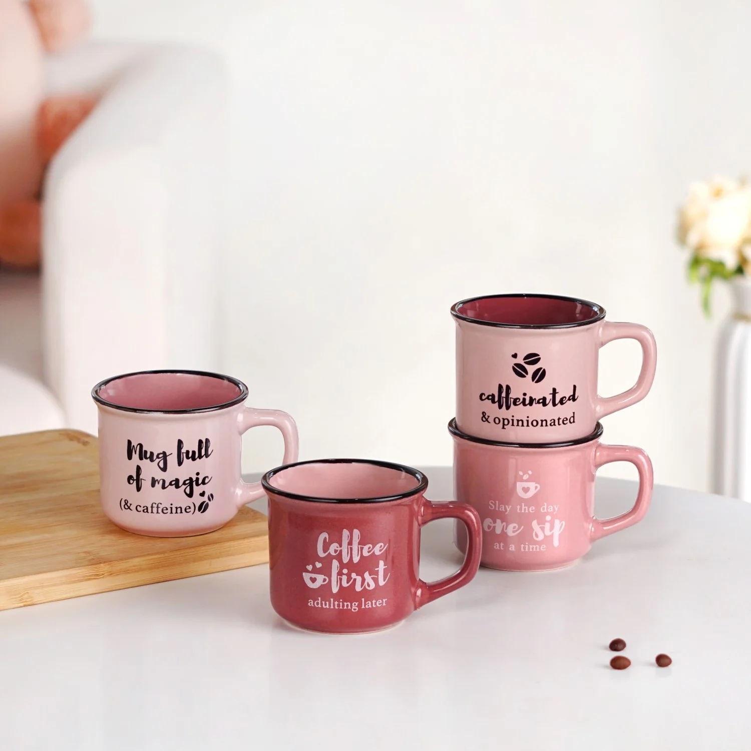 PourFect Mugs Set Of 4 Pink 170ml - Image 10