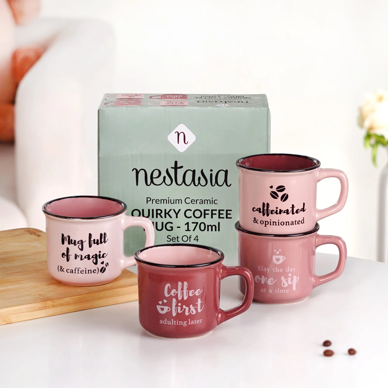 PourFect Mugs Set Of 4 Pink 170ml - Image 3
