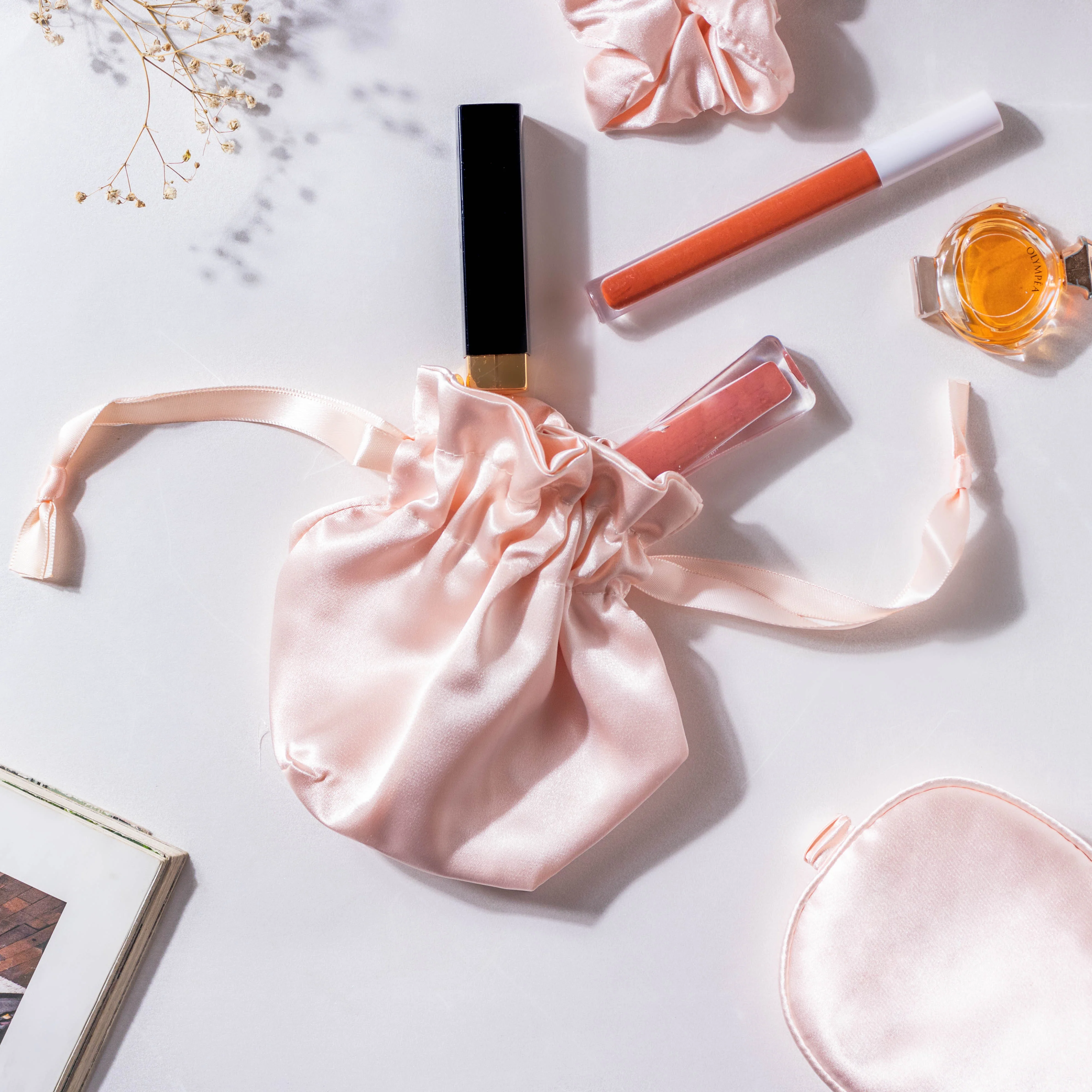 Precious Peach Satin Sleep Care Set of 4 - Image 6