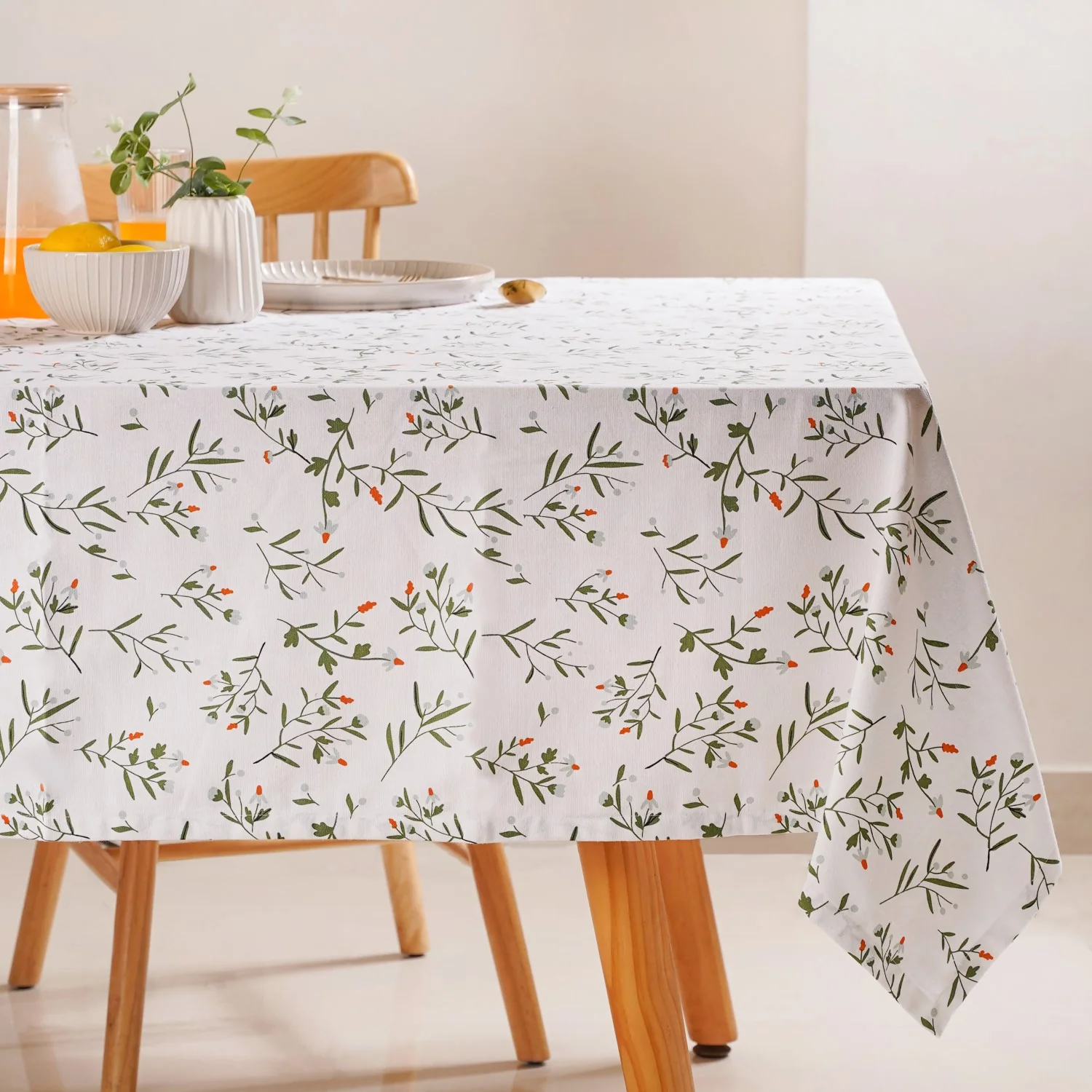Premium Cotton Floral Table Cover For 6 Seater 154 x 208cm - Image 2
