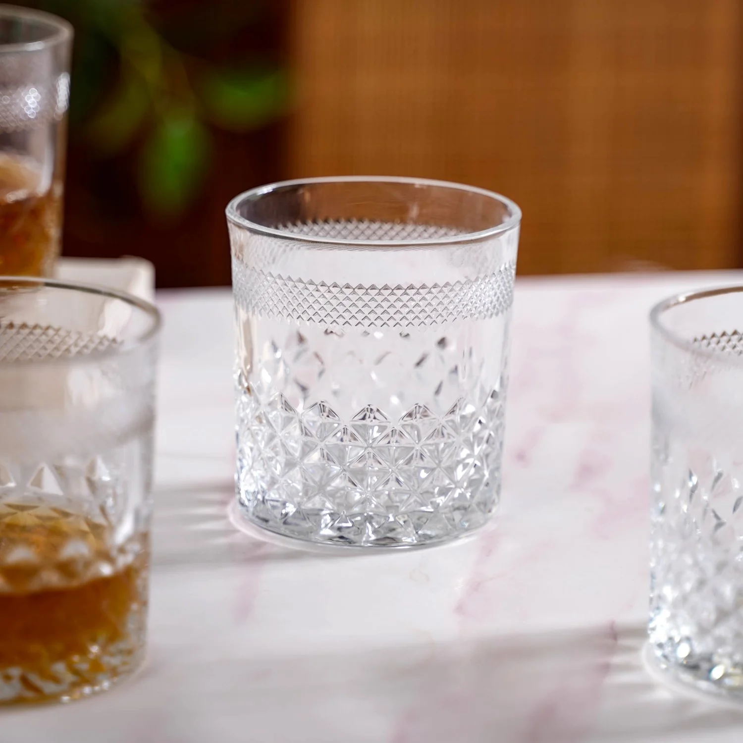 Premium Diamond Embossed Whiskey Tumbler Glass Set Of 6 230ml - Image 8