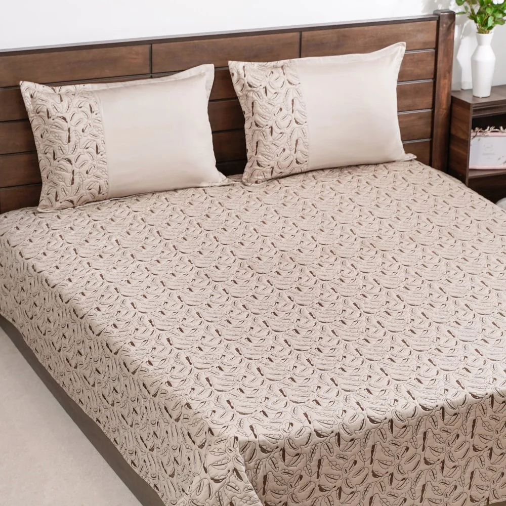 Premium King Size Bed Cover Beige - Image 2