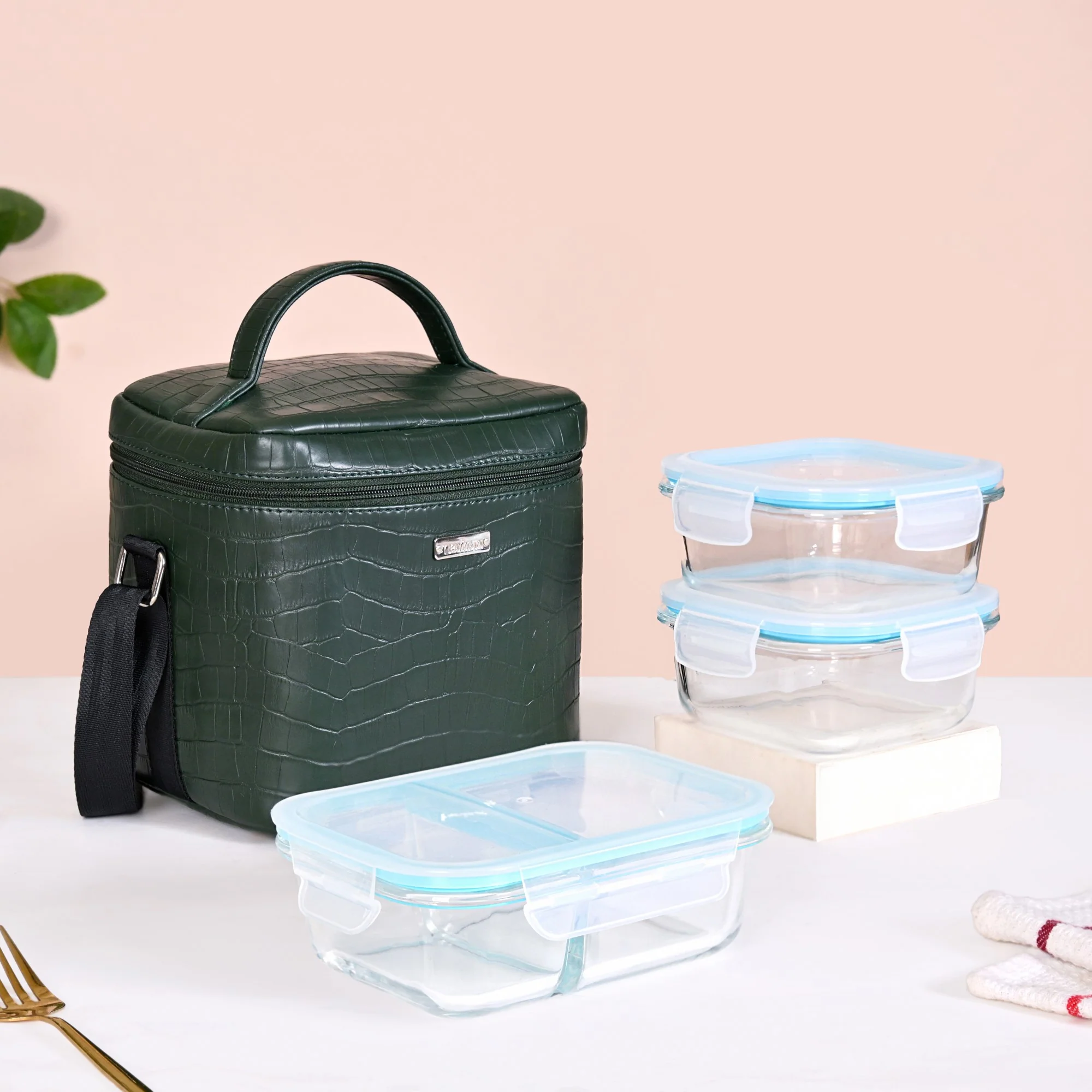 Premium Large Lunch Bag Lunch Box Set Dark Green