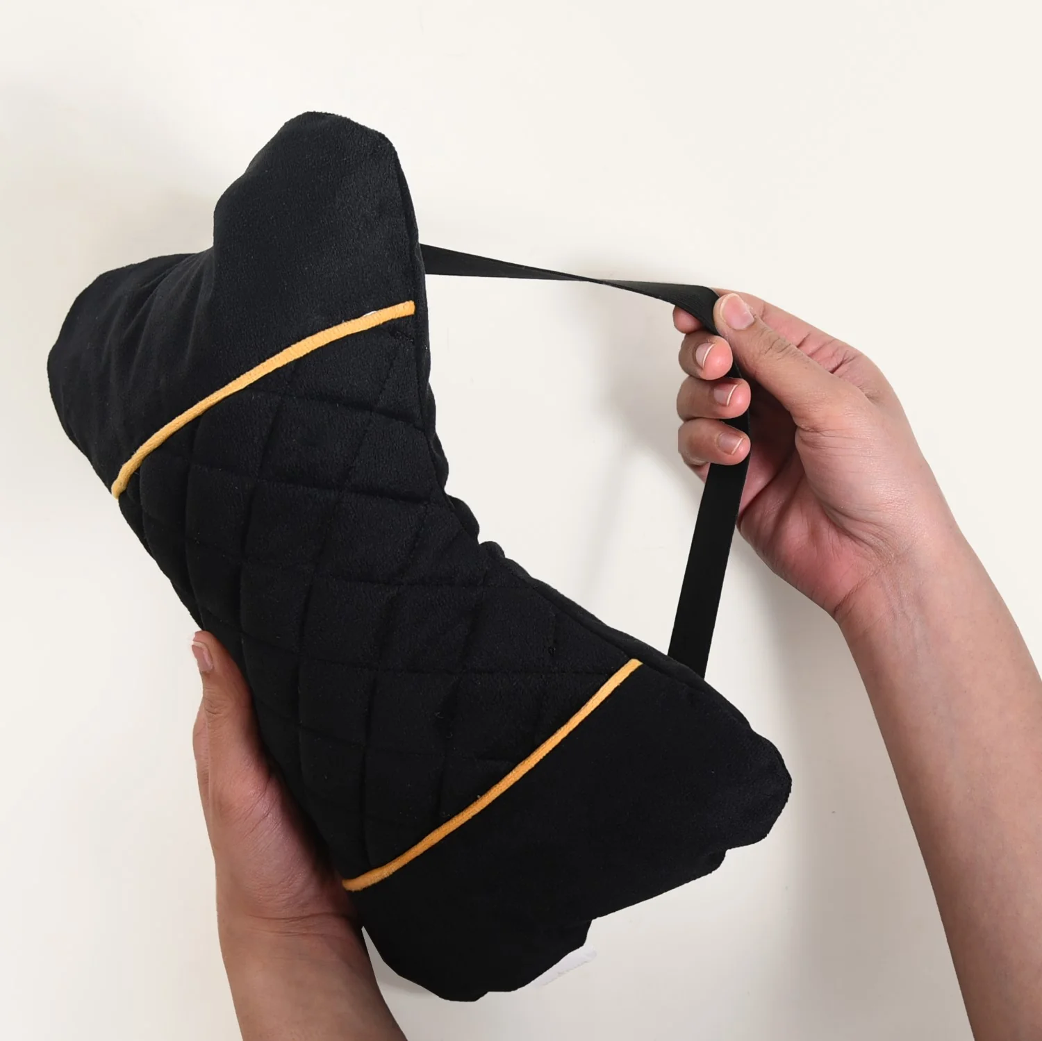 Premium Quilted Car Neck Rest Pillow Set Of 2 Black - Image 3
