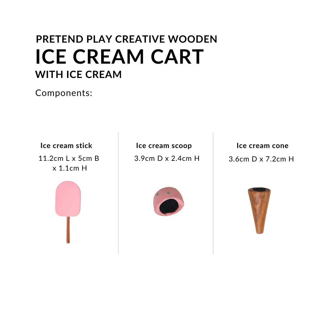 Pretend Play Creative Wooden Ice Cream Cart With Ice Cream - Image 6
