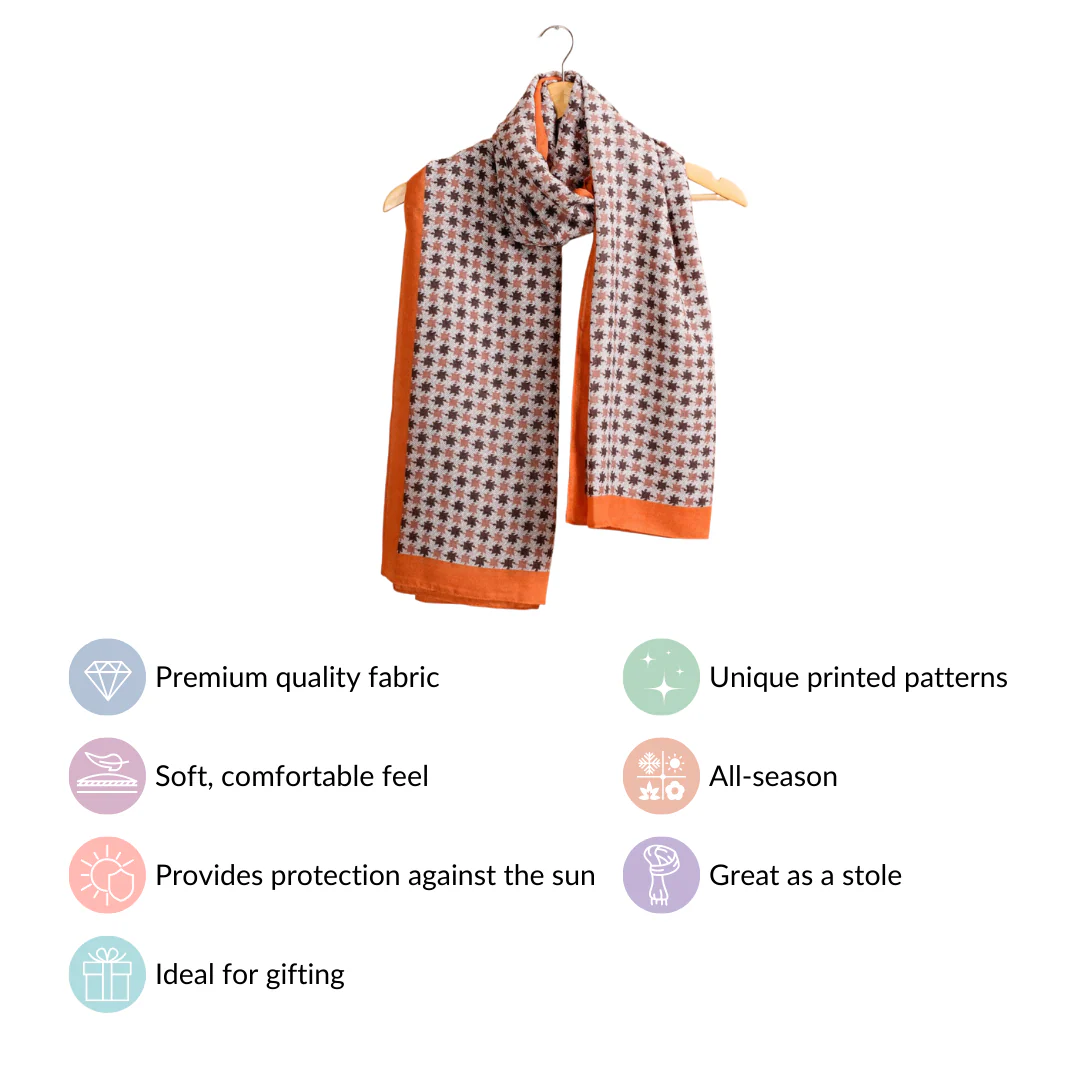 Printed Cotton Blend Soft Ladies Scarf - Image 3
