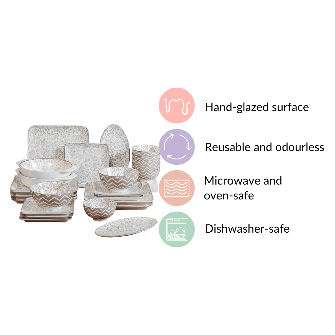 Printed Square Plates 24 Piece Dinner Set For 6 - Image 13