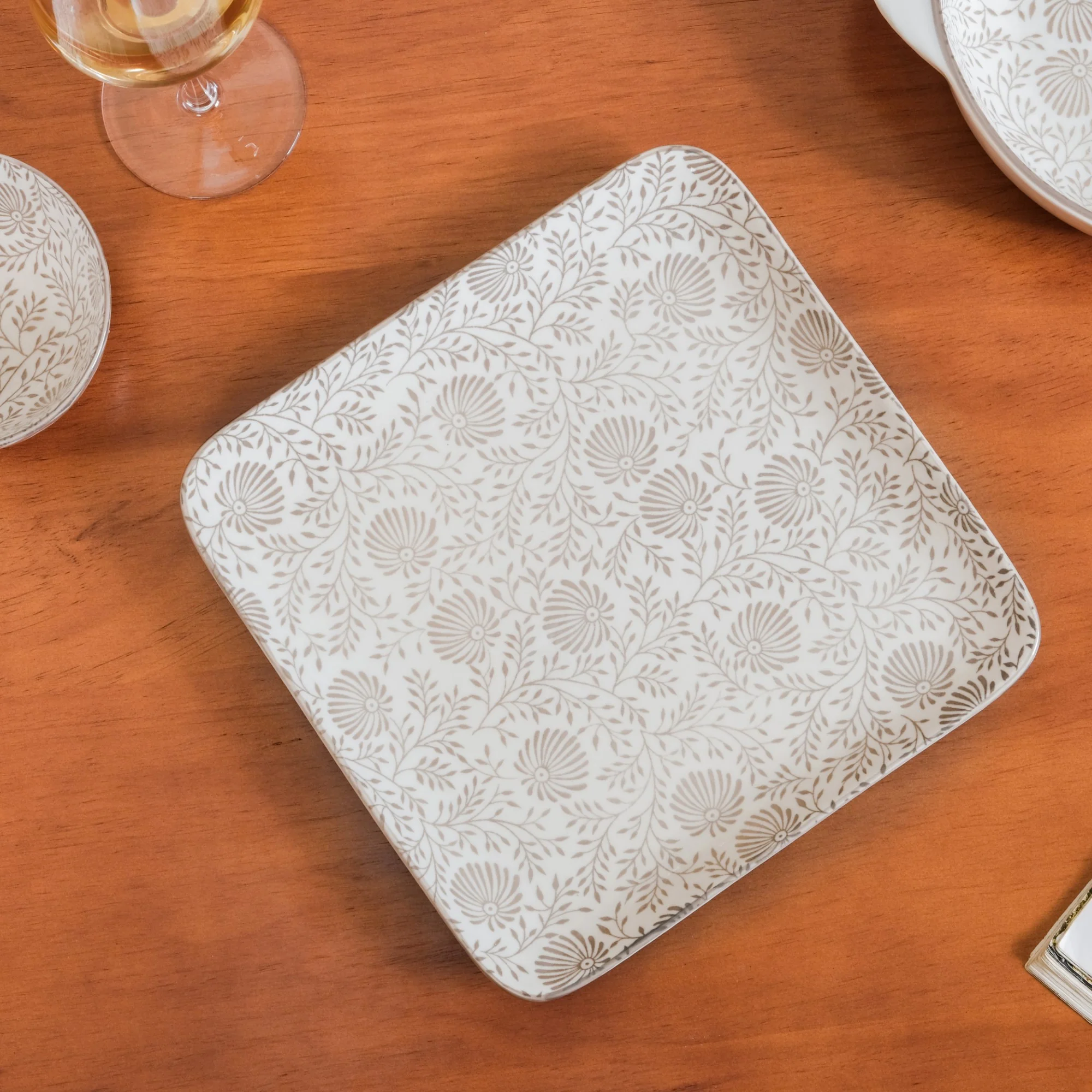 Printed Square Plates 24 Piece Dinner Set For 6 - Image 5