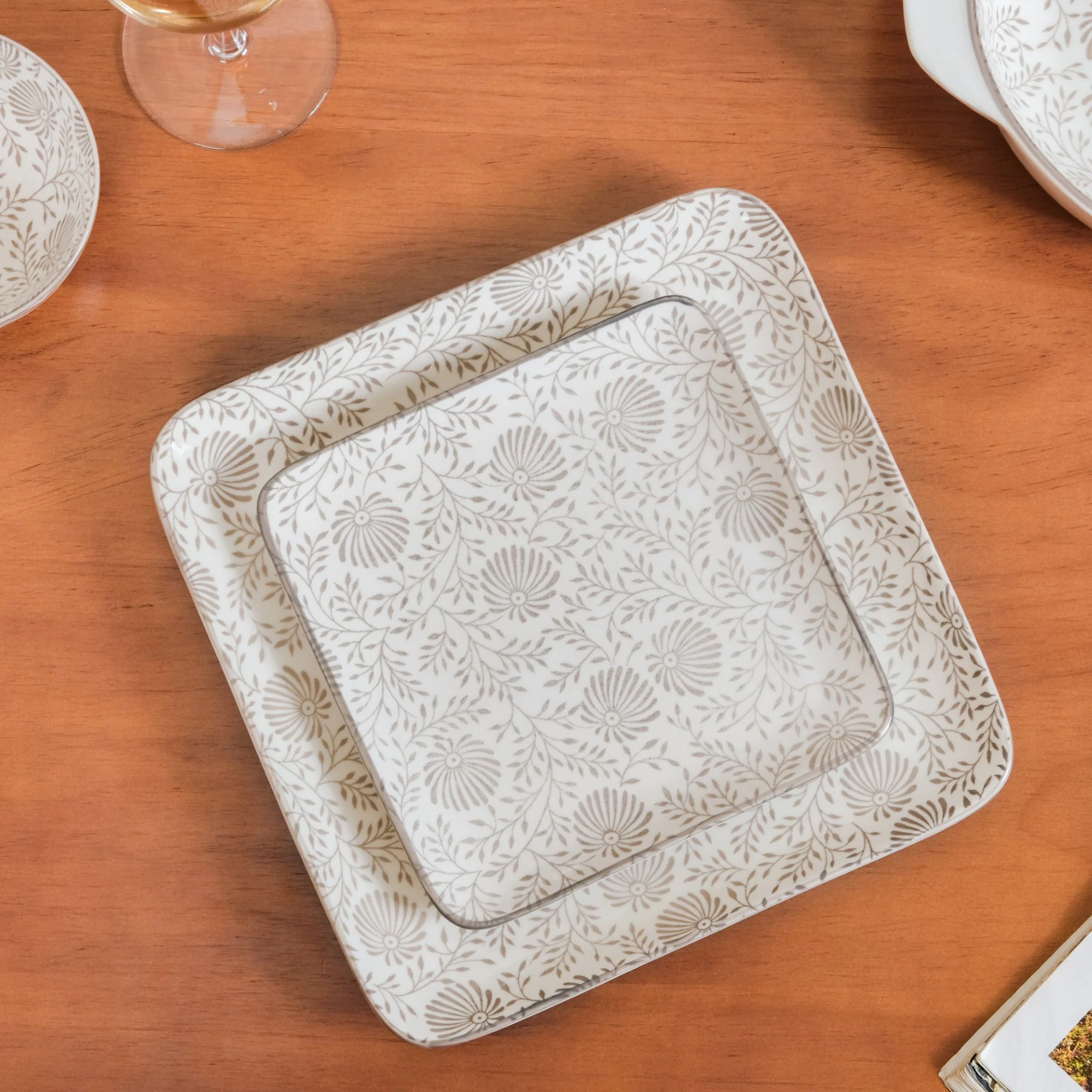 Printed Square Plates 24 Piece Dinner Set For 6 - Image 8