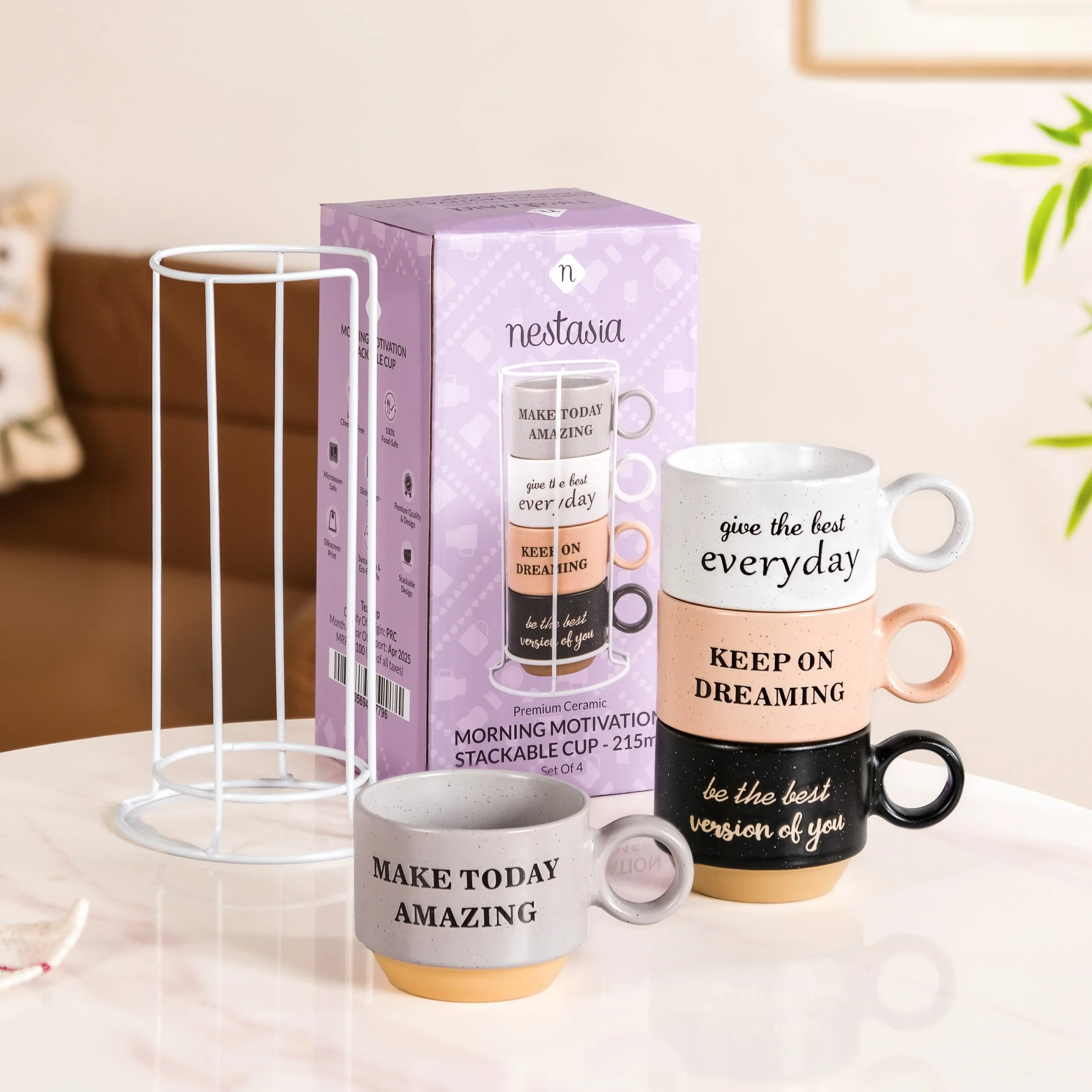 Productivity Quotes Stackable Cup Set Of 4 215ml