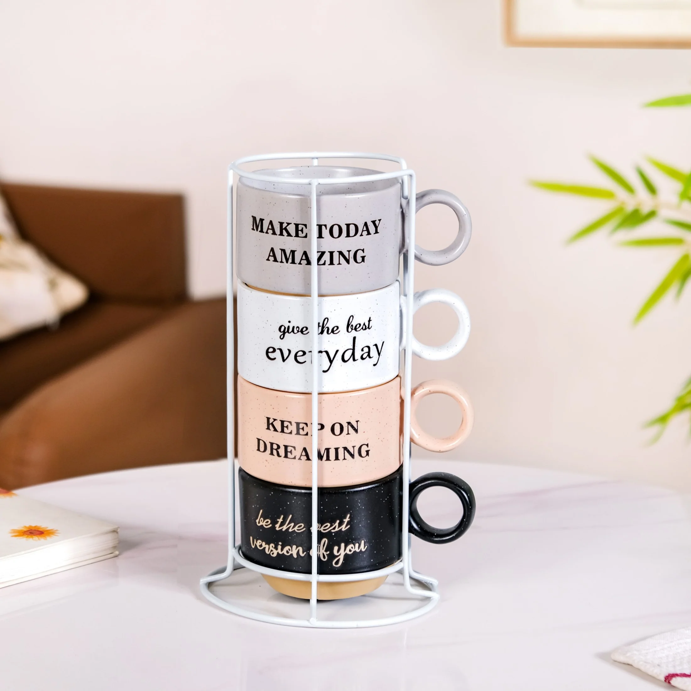Productivity Quotes Stackable Cup Set Of 4 215ml - Image 3