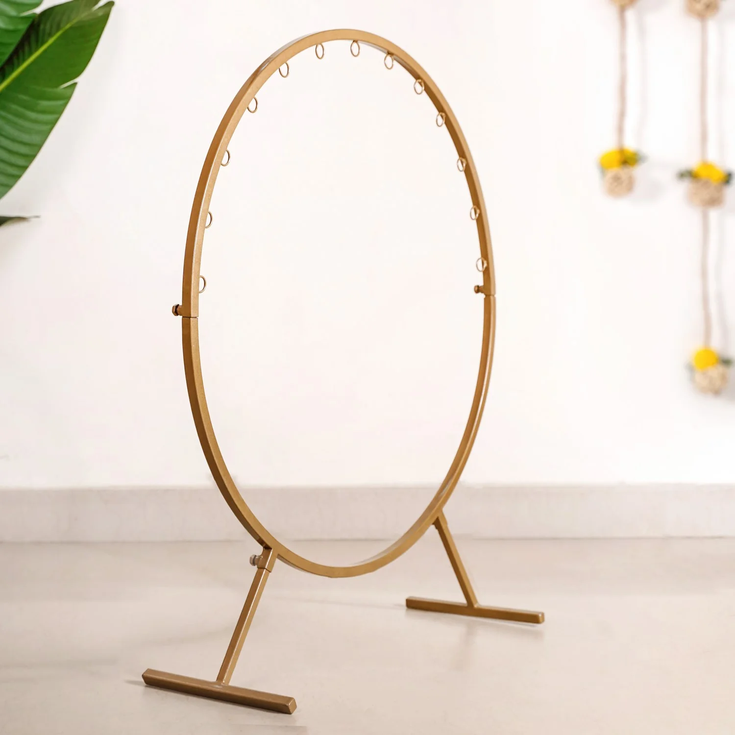 Puja Altar Circular Metal Frame With Lotus Decor 33 Inch - Image 2