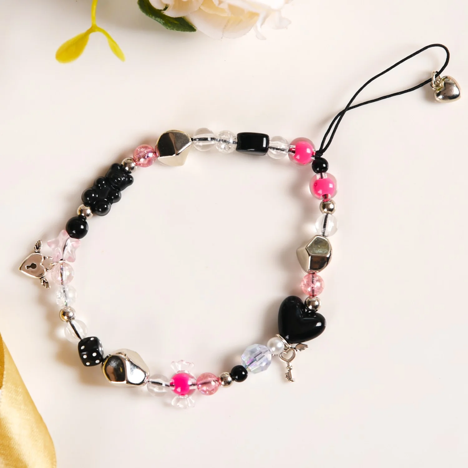 Punk Rock Phone Lanyard With Lock And Key Charms - Image 6