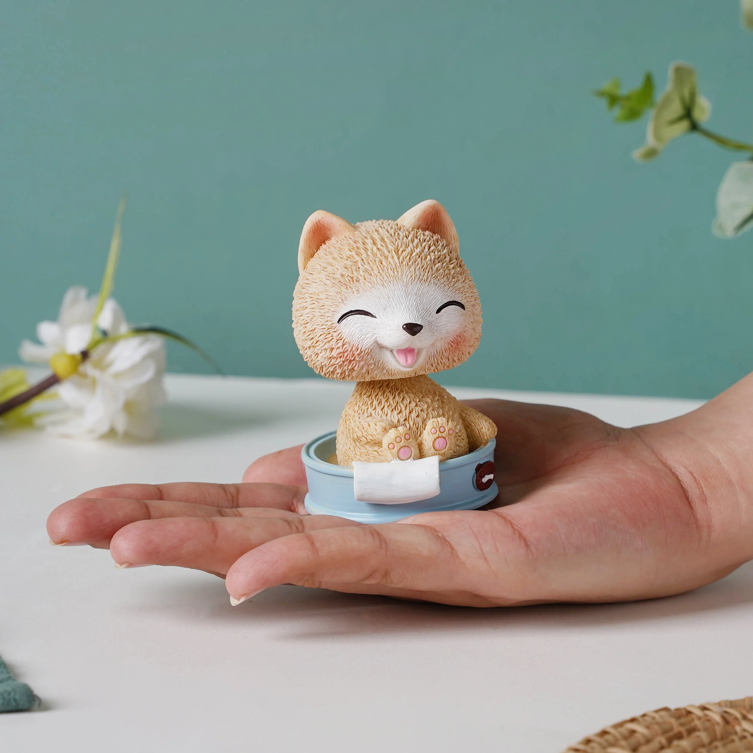 Puppy In A Tub Bobble Head Resin Showpiece - Image 2