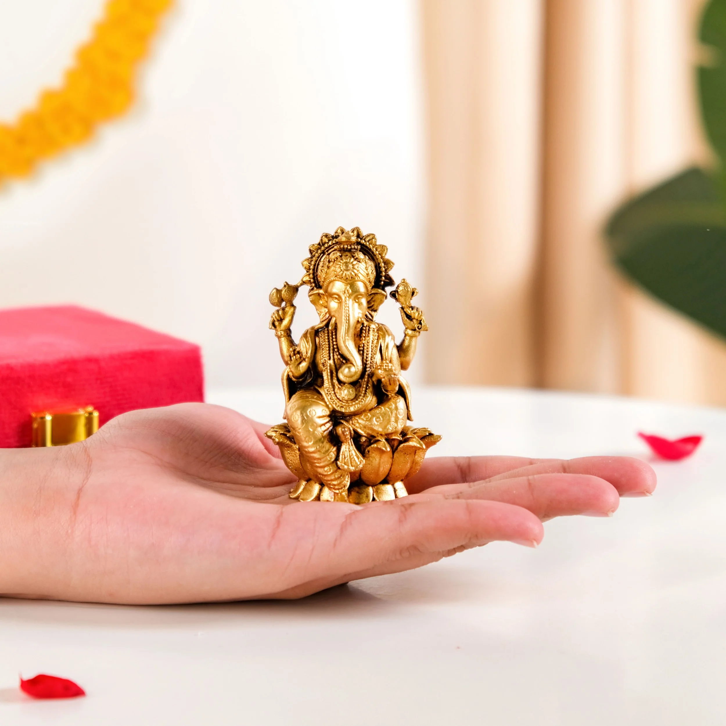 Pure Brass Ganesh Idol 8cm - Image 2