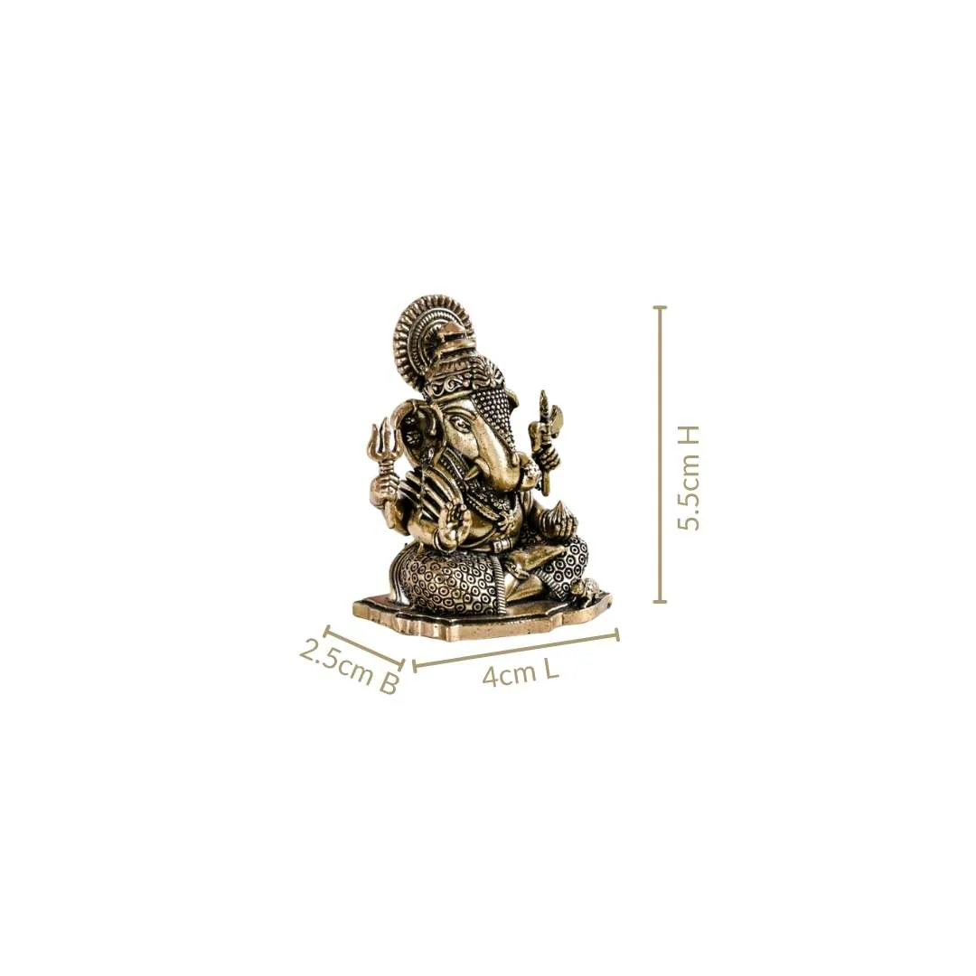 Pure Brass Ganesh Idol With Gift Box 5cm - Image 4
