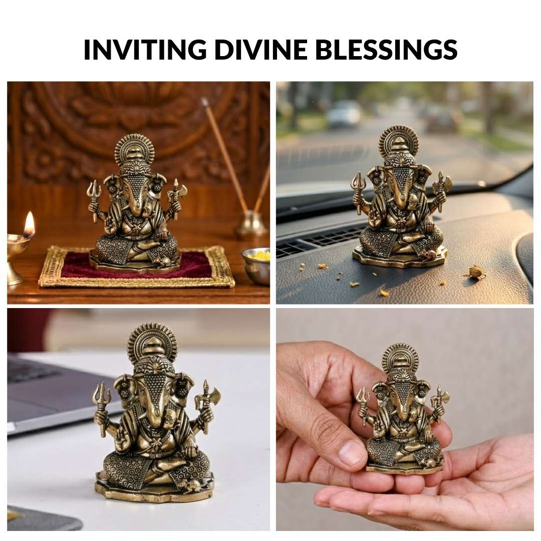 Pure Brass Ganesh Idol With Gift Box 5cm - Image 7
