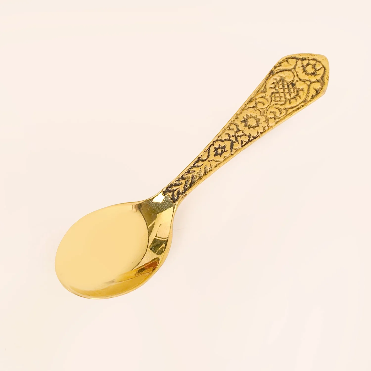 Pure Brass Hammered Masala Box Set With Spoon - Image 8