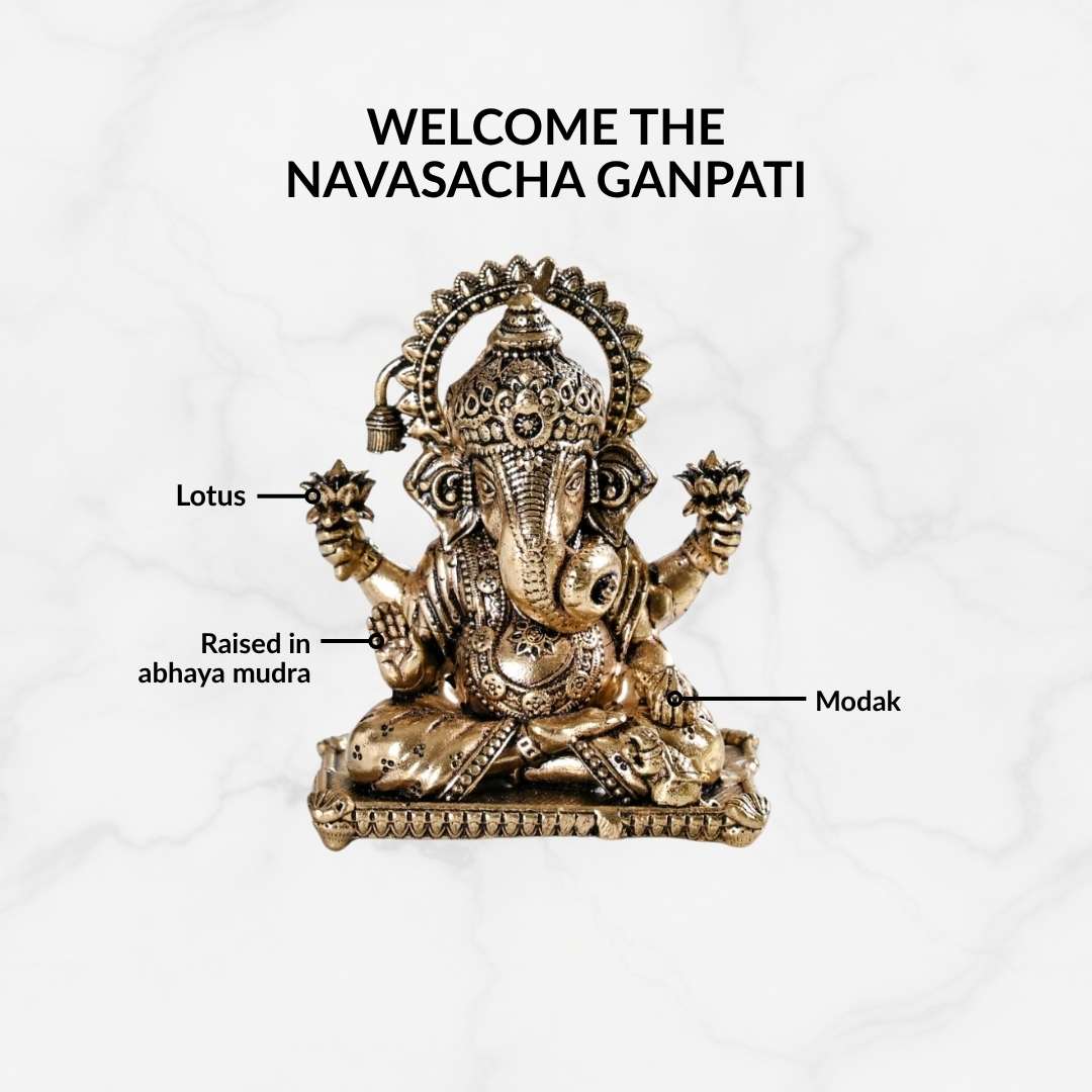 Pure Brass Vighnaharta Ganpati Idol With Gift Box 5cm - Image 5