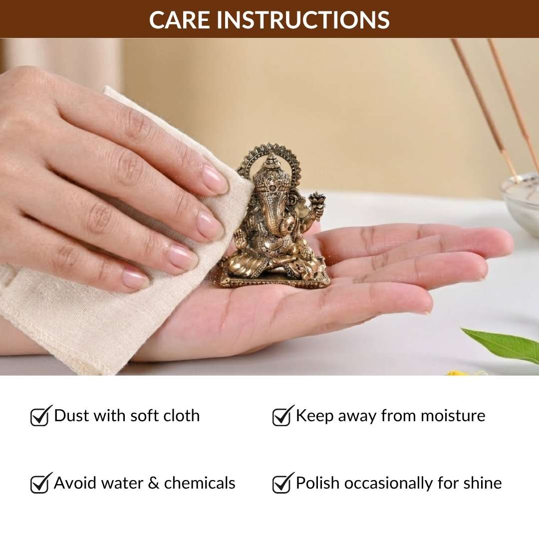 Pure Brass Vighnaharta Ganpati Idol With Gift Box 5cm - Image 8
