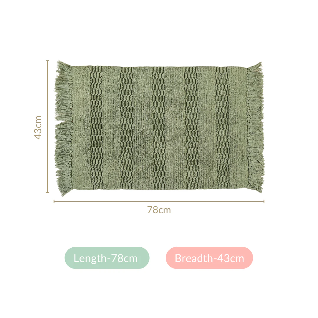 Pure Cotton Handwoven Twilled Soft Floor Mat Set Of 2 31x17 Inch - Image 4