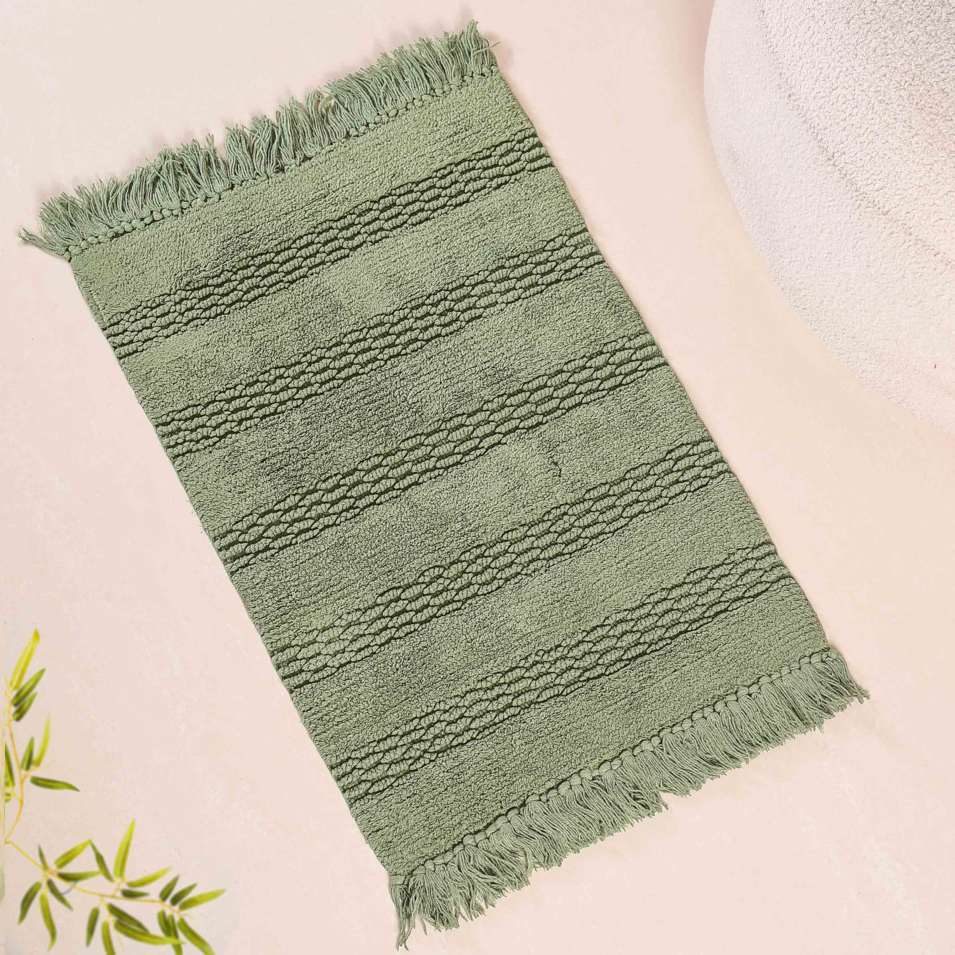 Pure Cotton Handwoven Twilled Soft Floor Mat Set Of 2 31x17 Inch - Image 6