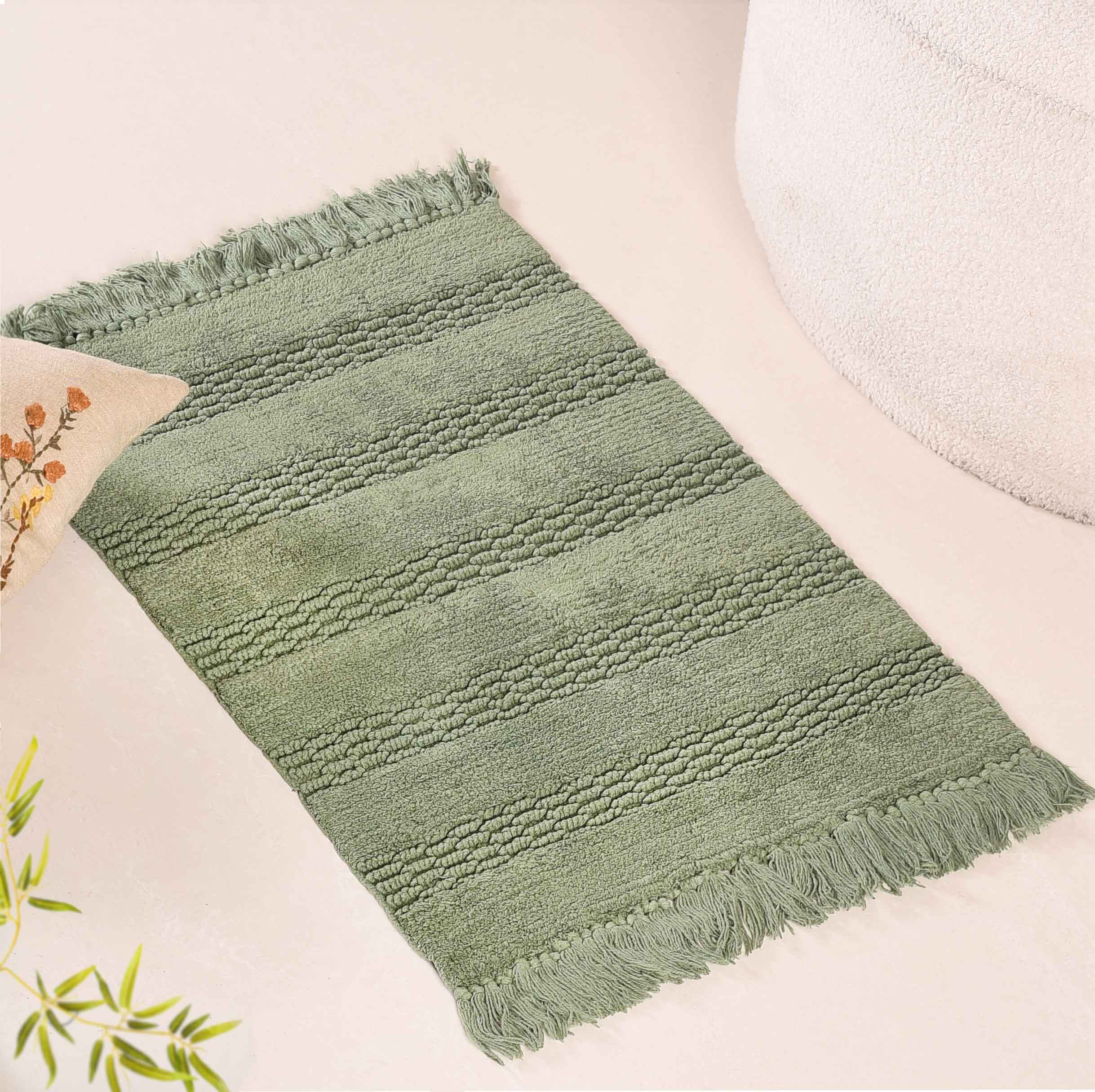 Pure Cotton Handwoven Twilled Soft Floor Mat Set Of 2 31x17 Inch - Image 9