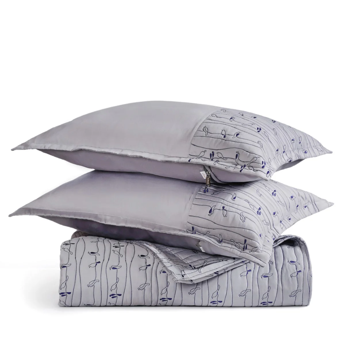 Pure Cotton Quilted King Size Bed Cover Grey