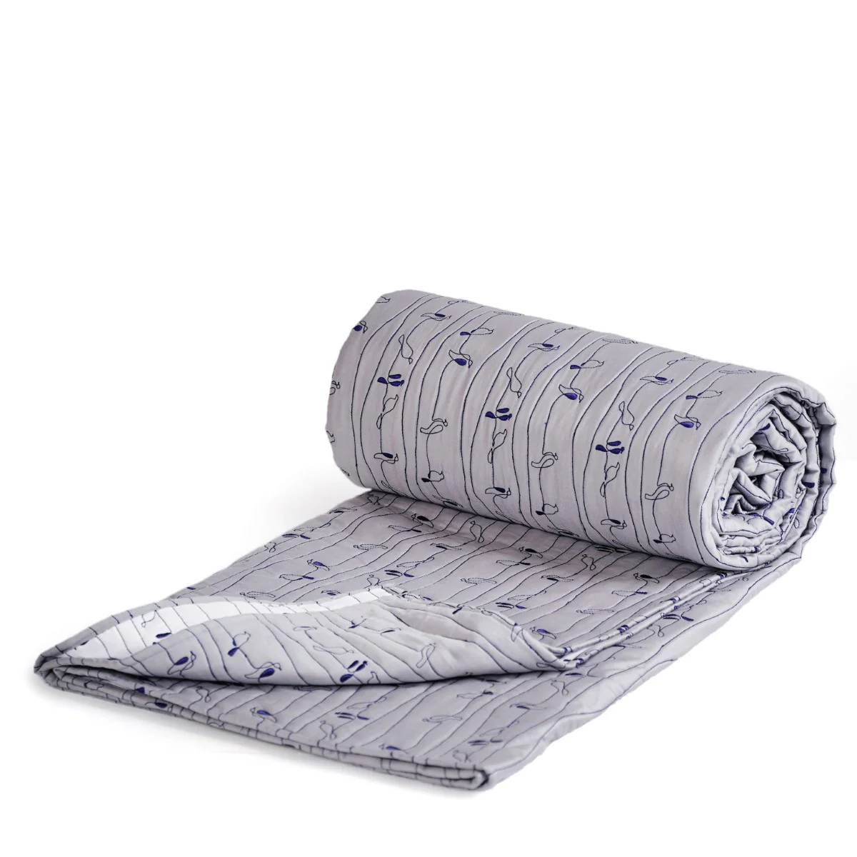 Pure Cotton Quilted King Size Bed Cover Grey - Image 5