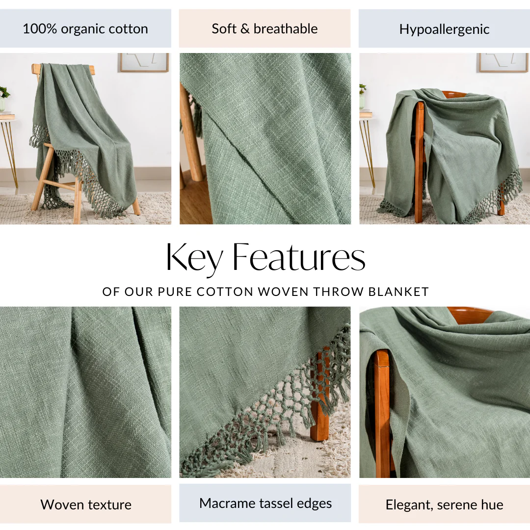 Pure Cotton Woven Throw Blanket - Image 5