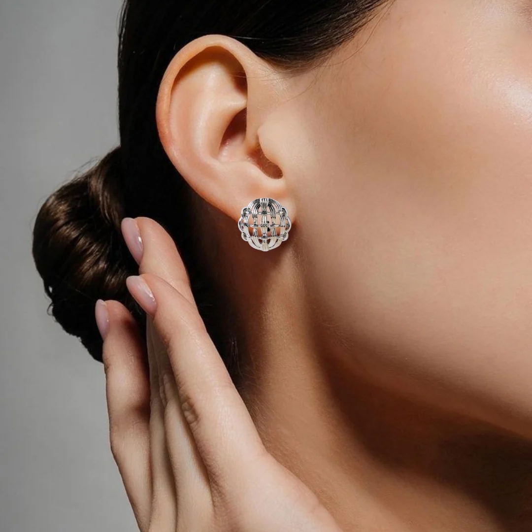 Pure Weave Studs Silver - Image 2