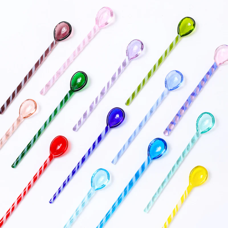 Purple Blue Glass Stirrer Spoon Set Of Two 6.5 Inch - Image 11