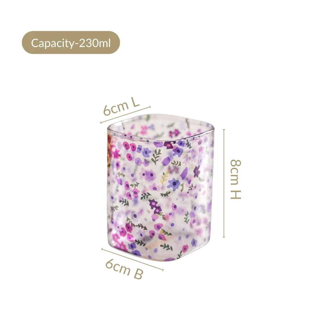 Purple Daisy Borosilicate Glass Tumbler Set Of 4 230ml - Image 4