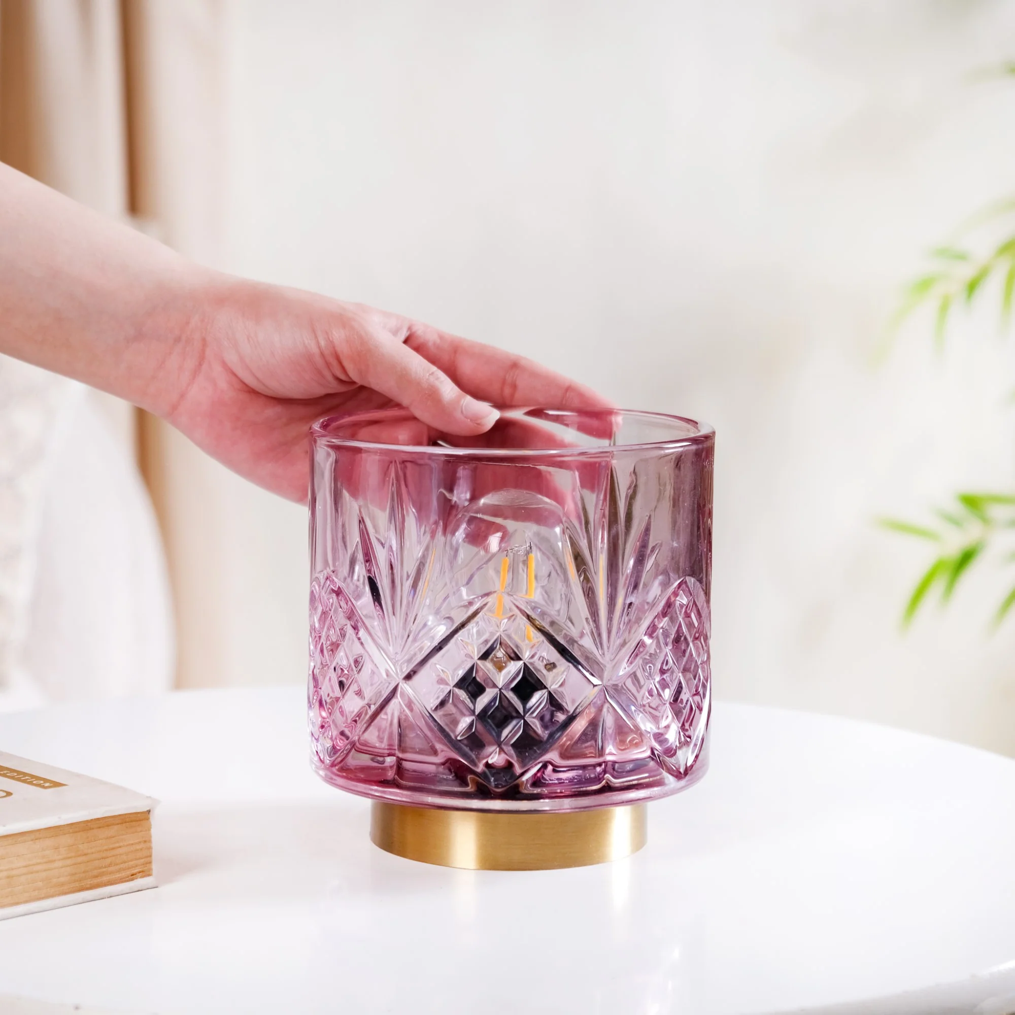 Purple Decorative Glass Lamp - Image 3