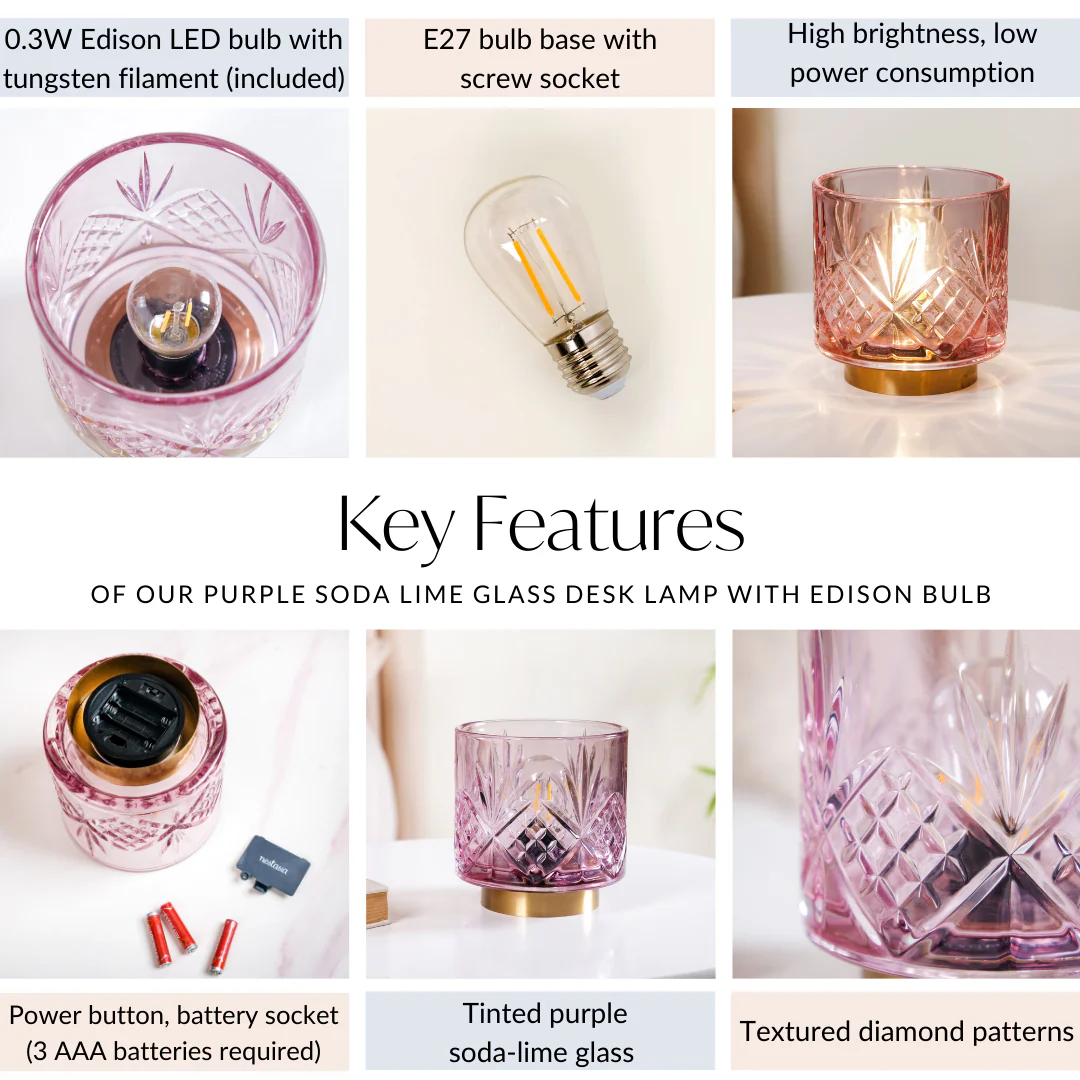 Purple Decorative Glass Lamp - Image 5
