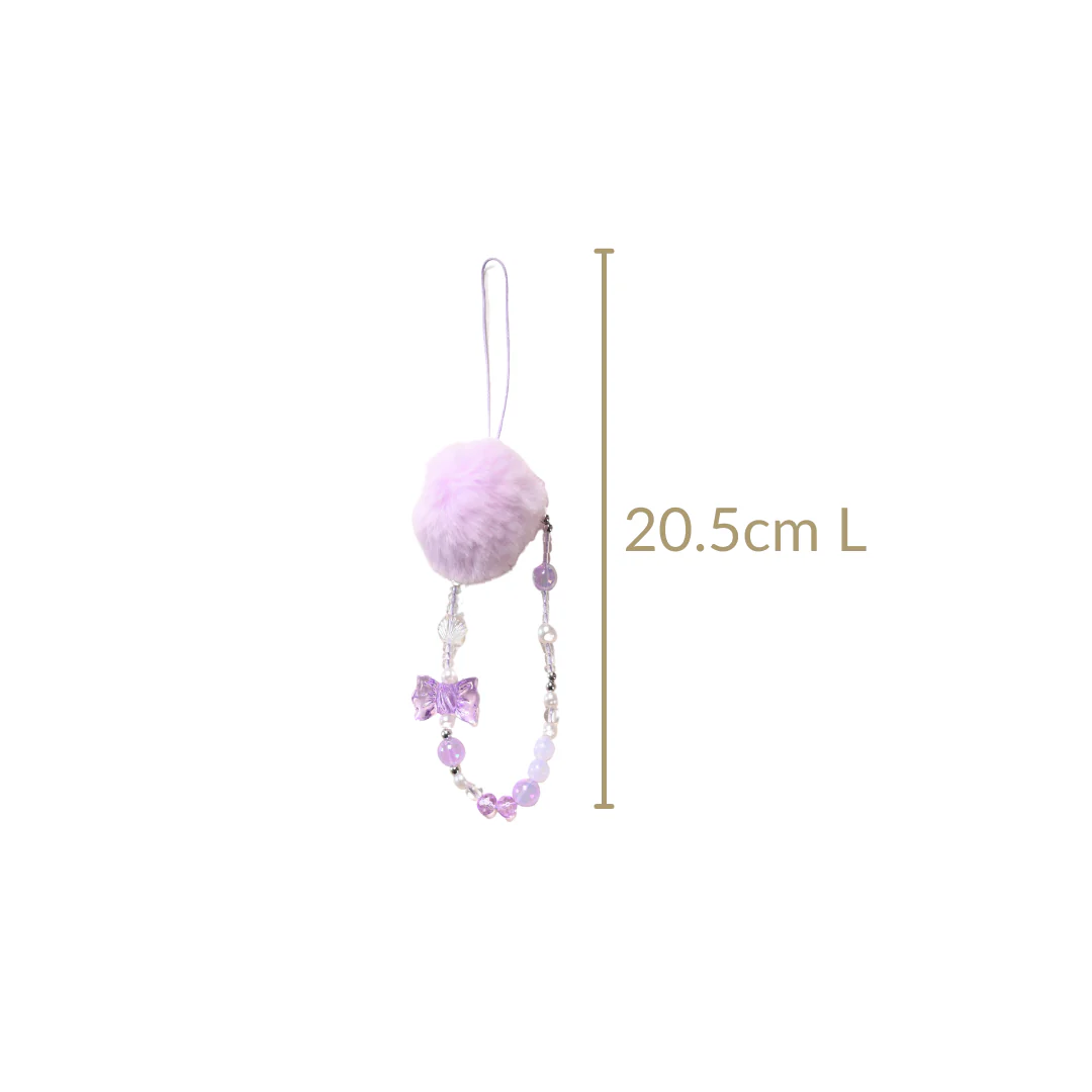 Purple Puff Pom Pom Phone Charm Strap - Image 4