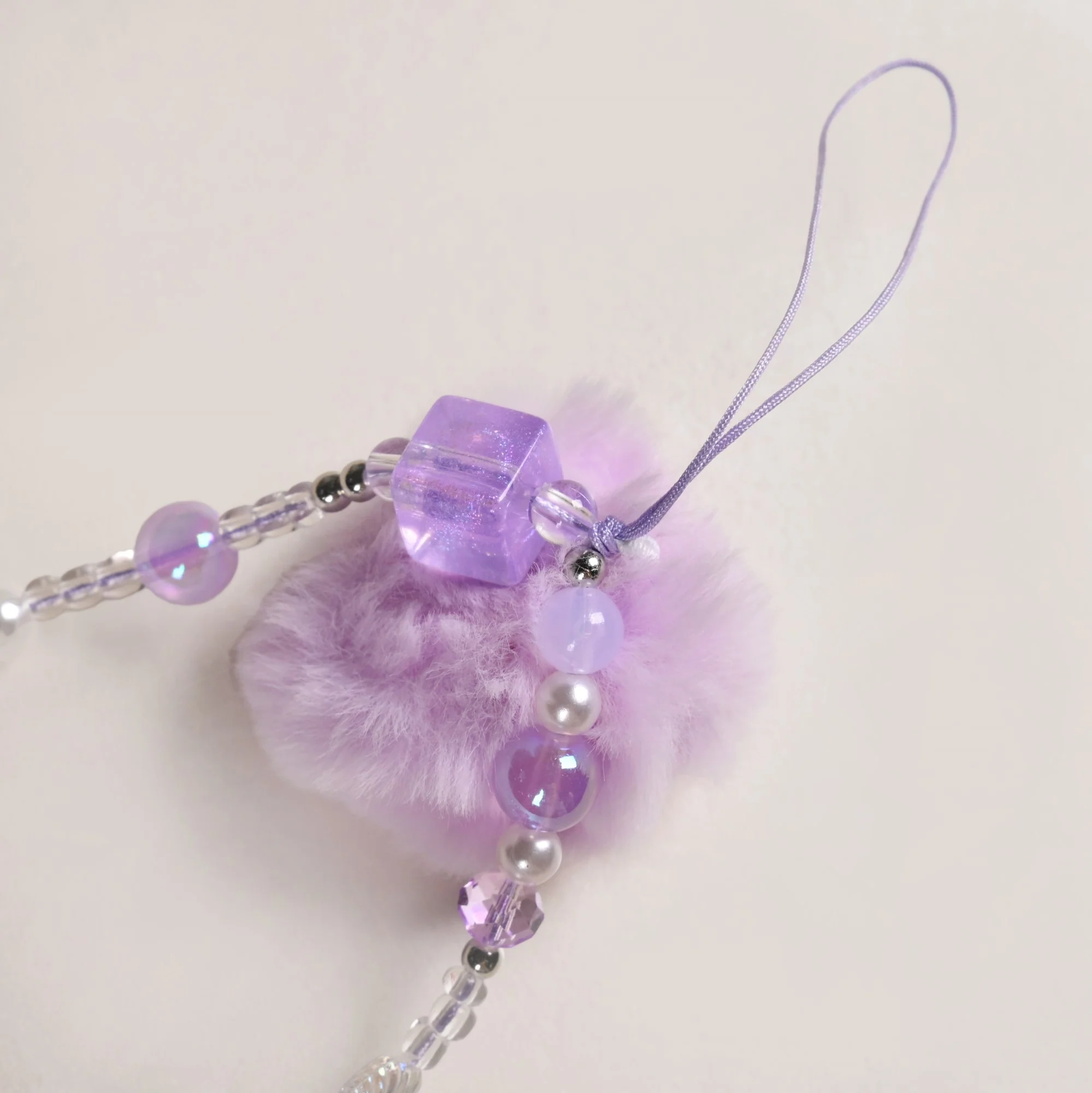Purple Puff Pom Pom Phone Charm Strap - Image 5