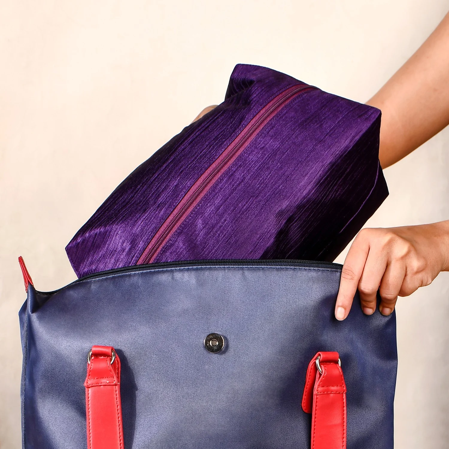 Purple Zippered Shoe Bags For Travel Large Set Of 3 - Image 6