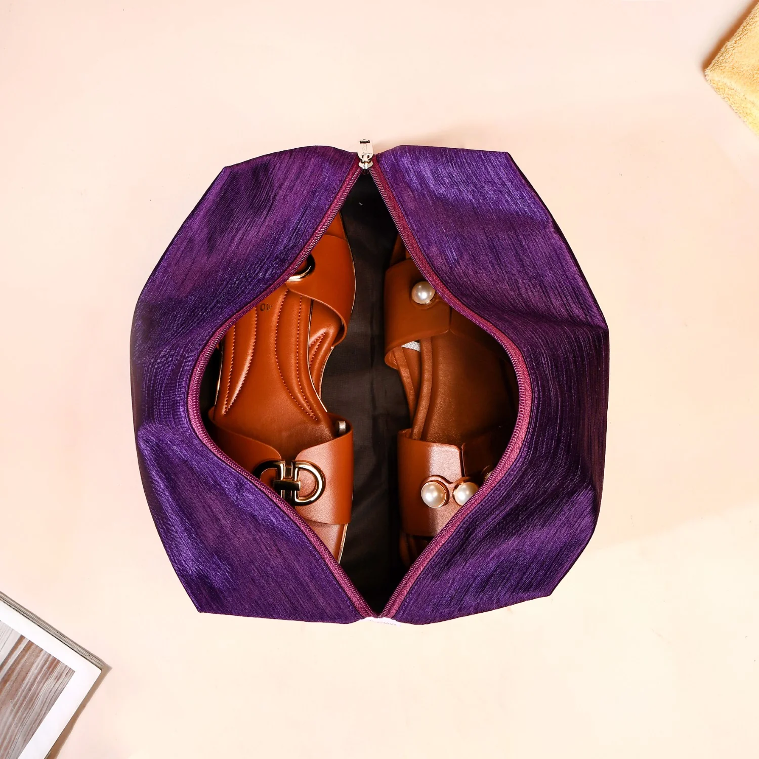 Purple Zippered Shoe Bags For Travel Large Set Of 3 - Image 7
