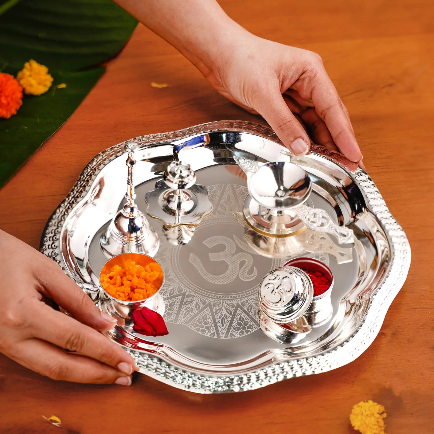 Pushpanjali Offering Pooja Thali Set Of 6 - Image 2