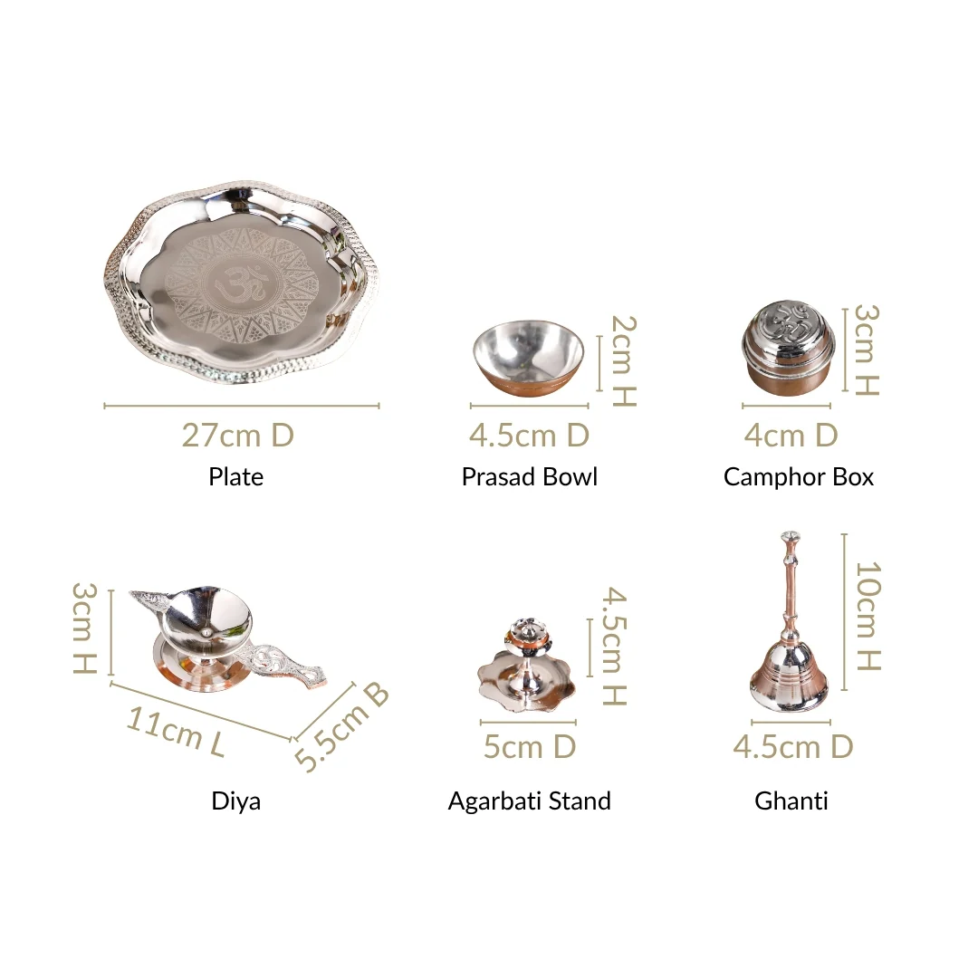 Pushpanjali Offering Pooja Thali Set Of 6 - Image 4